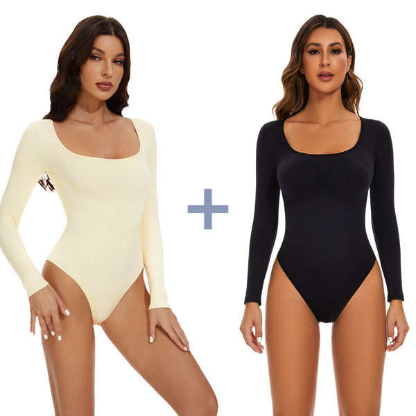 GQF Long Sleeve Bodysuits for Women Square Neck Bodysuit 675