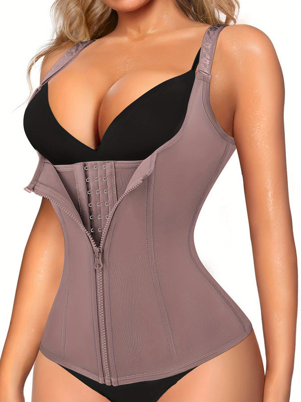 Zipper Shaping Cami Tops, Waist Trainer Tummy Control Slimmer Open Bust Top, Women's Underwear & Shapewear